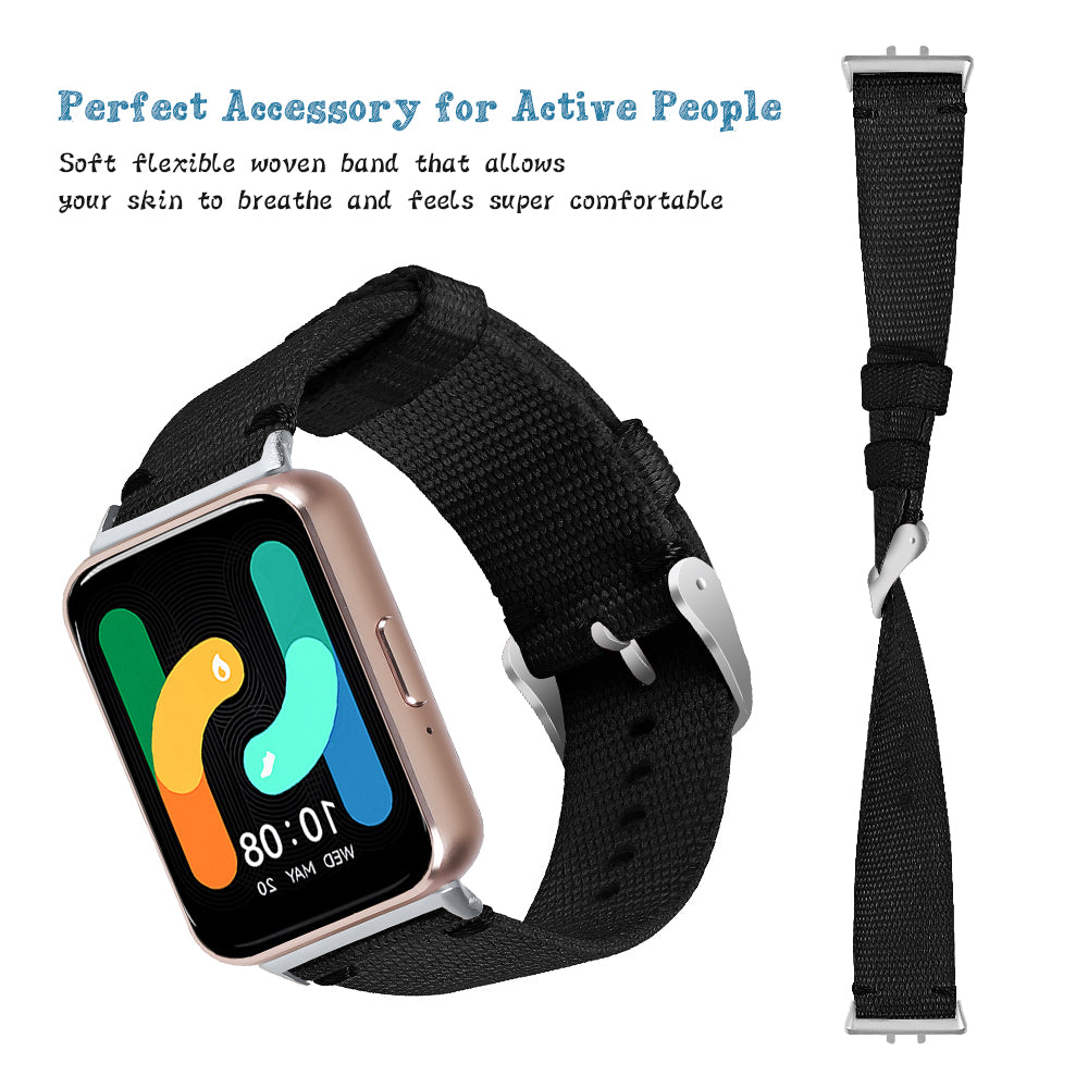 For Samsung Galaxy Fit3 SM-R390 Watch Band Nylon Canvas Strap Replacement - Black For Samsung Galaxy Fit3 SM-R390 Watch Band Nylon Canvas Strap Replacement - Black